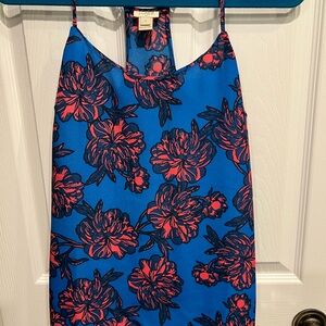 J. Crew Teal and Pink Floral Slip Dress